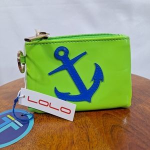 LOLO Green Anchor Mini Avery Key Chain Bag NWT